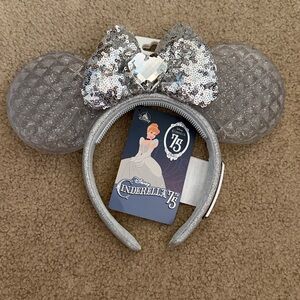 NWT Disney Cinderella 75th Anniversary Glittering Silver Ears